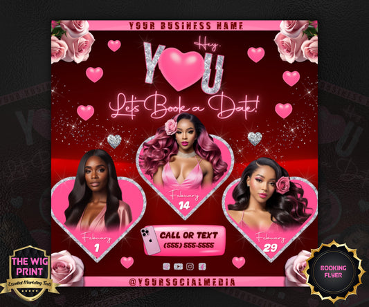 VDay | Lets Book a Date | 1 Flyer | Valentines You Theme | DIY | CANVA | Social Media Flyer