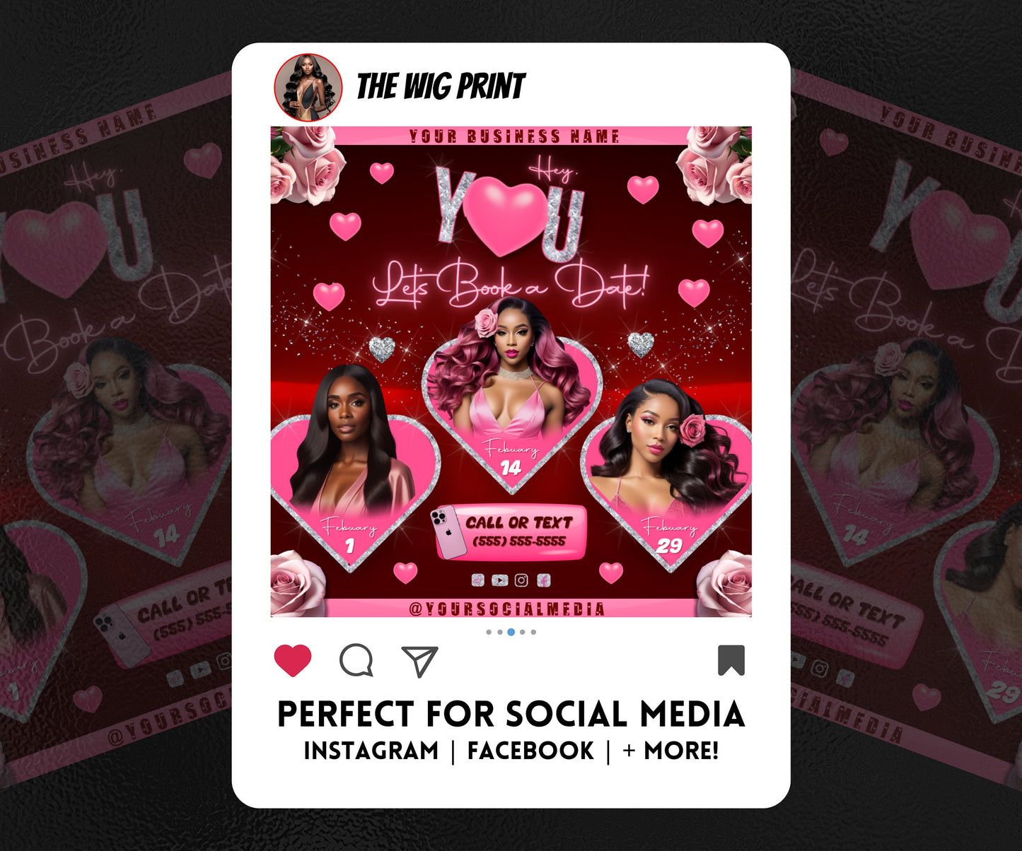 VDay | Lets Book a Date | 1 Flyer | Valentines You Theme | DIY | CANVA | Social Media Flyer