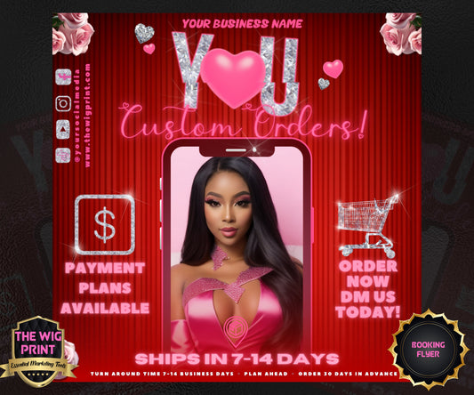 VDay | Custom Orders | 1 Flyer | Valentines You Theme | DIY | CANVA | Social Media Flyer