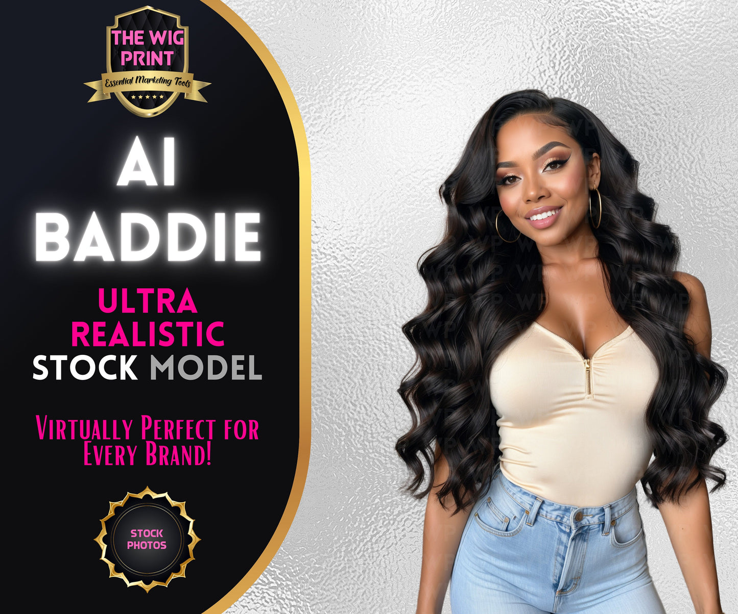 Ai Baddie Luxury Hair | Stock Model | Denim(Ai Generated)