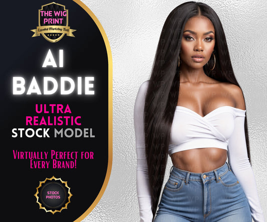 Ai Baddie Luxury Hair | Stock Model | Denim(Ai Generated)