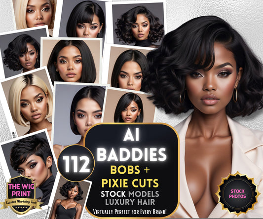 Ai Baddies Luxury Short Hair | 112 Models | UHD Hair Photography | Model Stock Photos