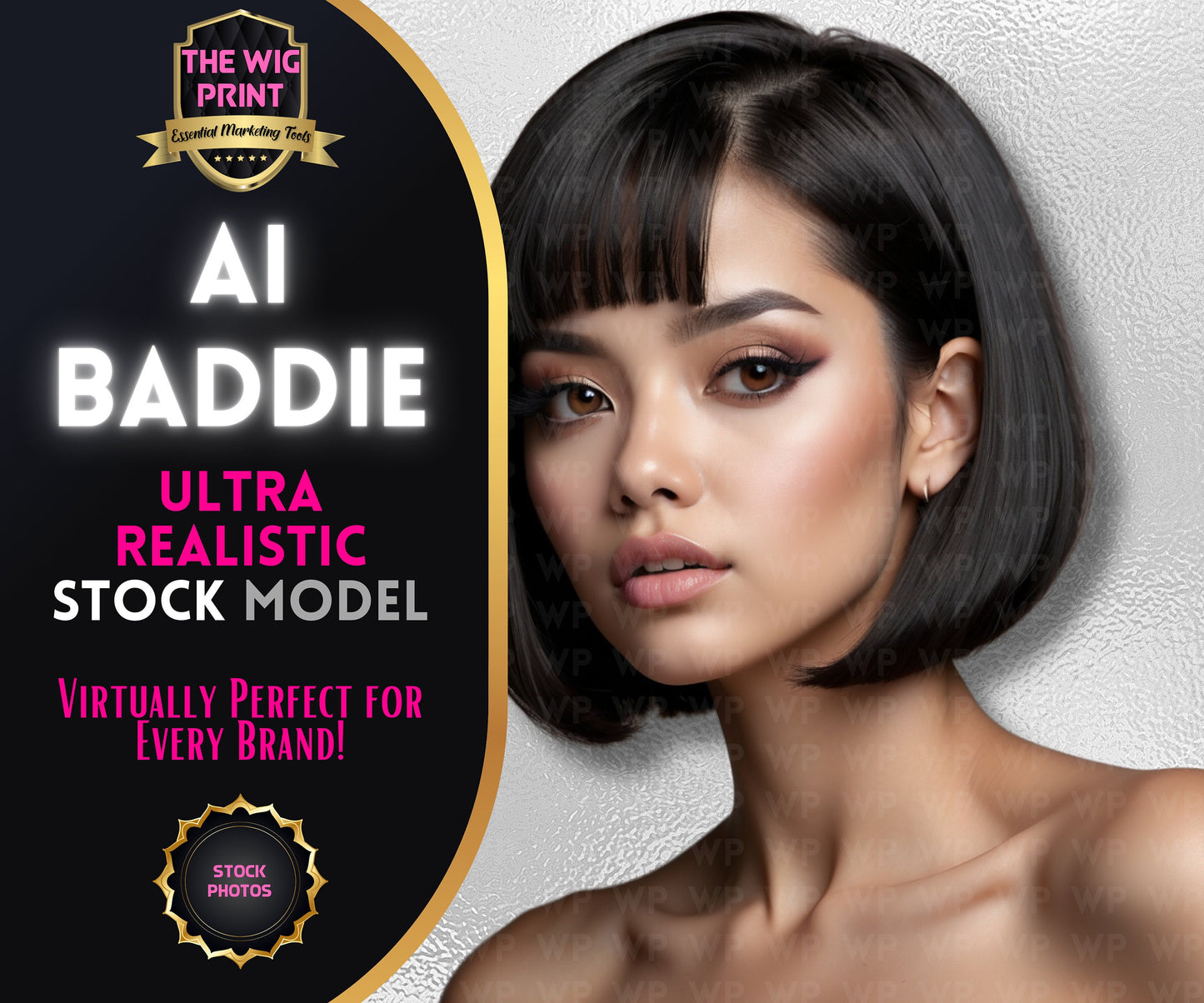 Ai Baddie Luxury Hair | Stock Model | Bob Wig | Short Hair(Ai Generated)