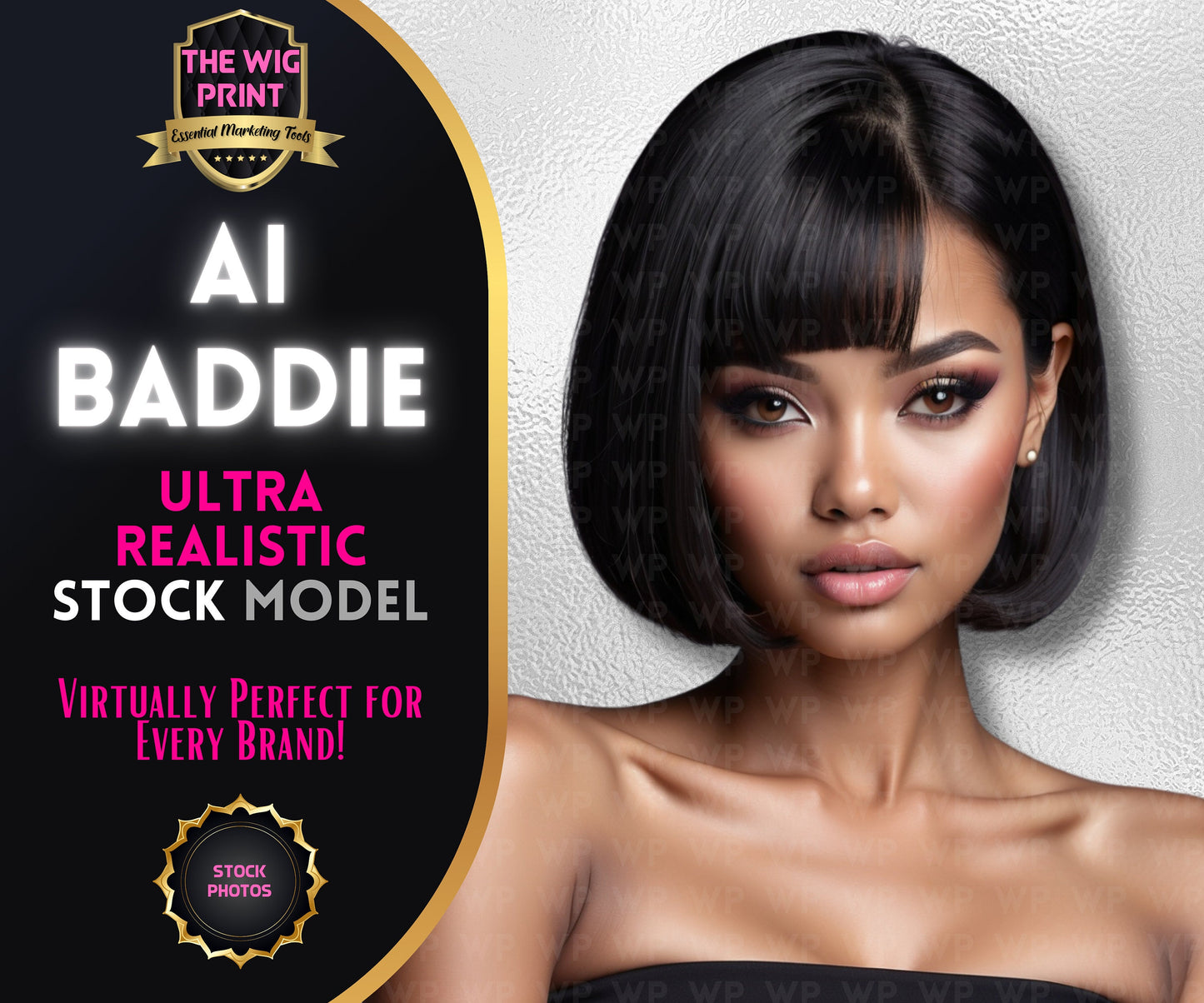 Ai Baddie Luxury Hair | Stock Model | Bob Wig | Short Hair(Ai Generated)