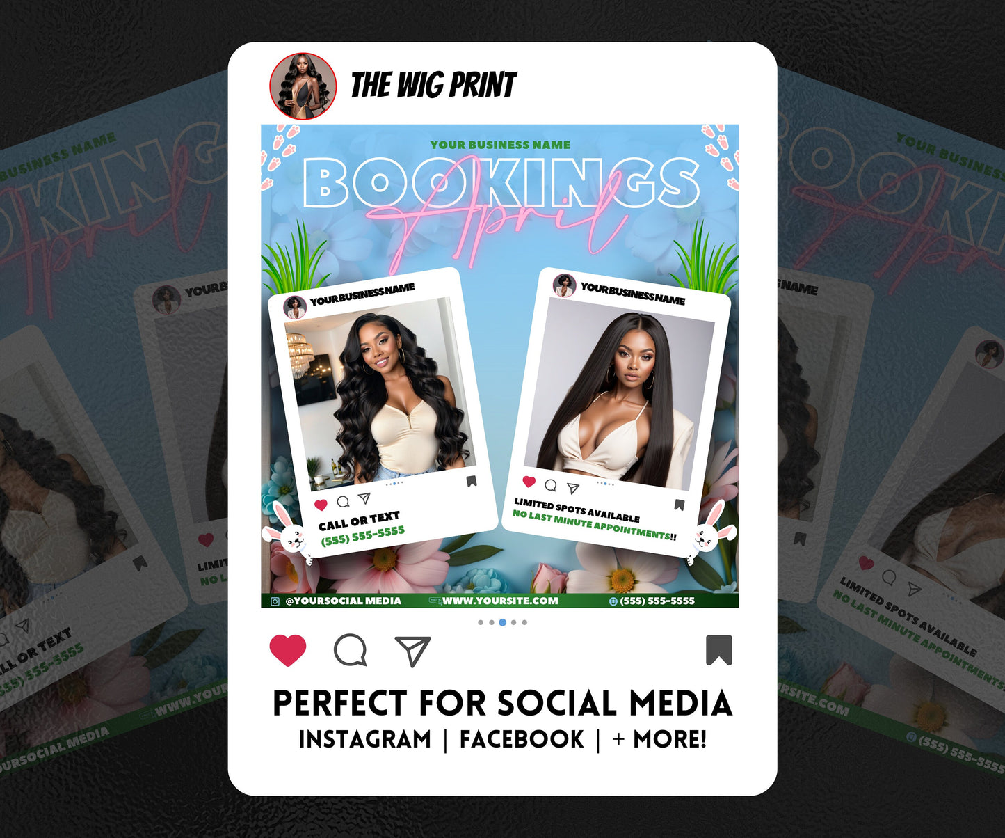 April Bookings | 1 Flyer | DIY | CANVA |Hair + Beauty | Social Media Flyer