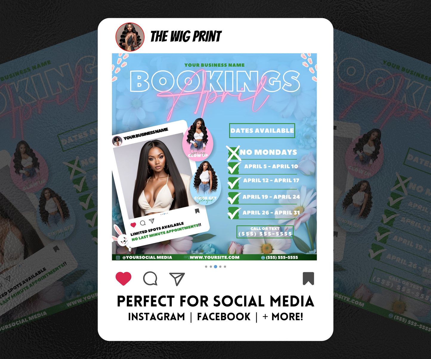 April Bookings | 1 Flyer | DIY | CANVA |Hair + Beauty | Social Media Flyer