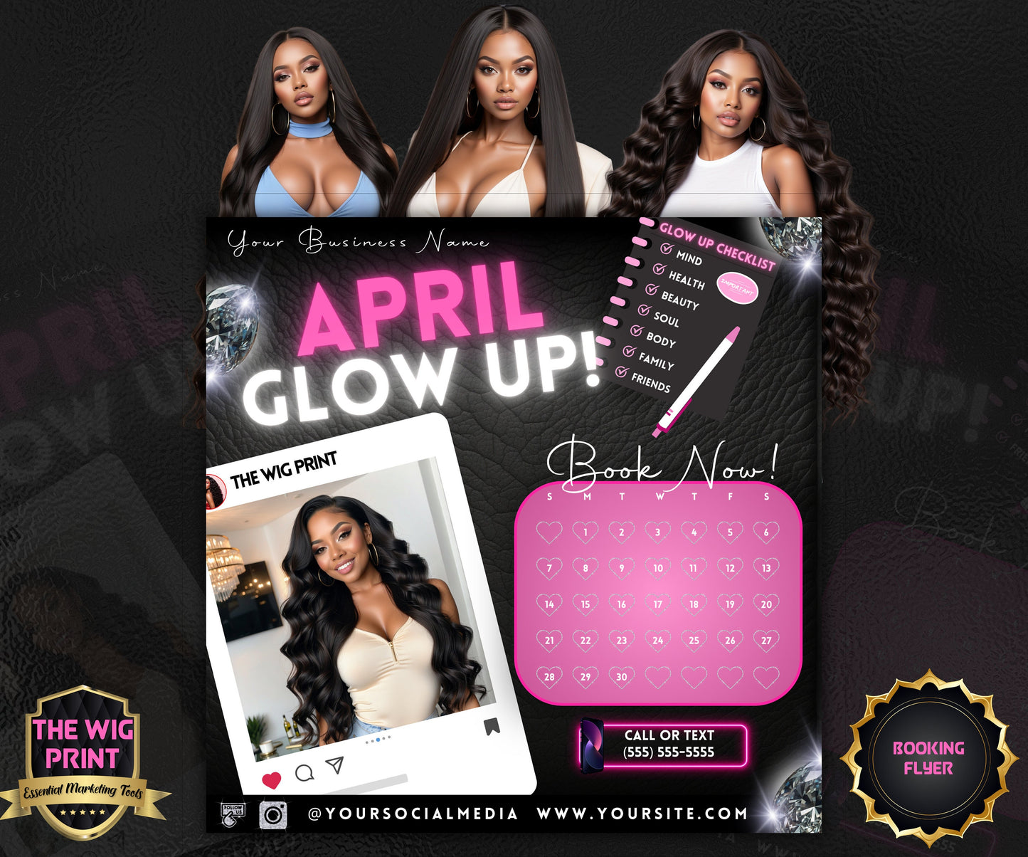 April Bookings | 1 Flyer | DIY | CANVA |Hair + Beauty | Social Media Flyer