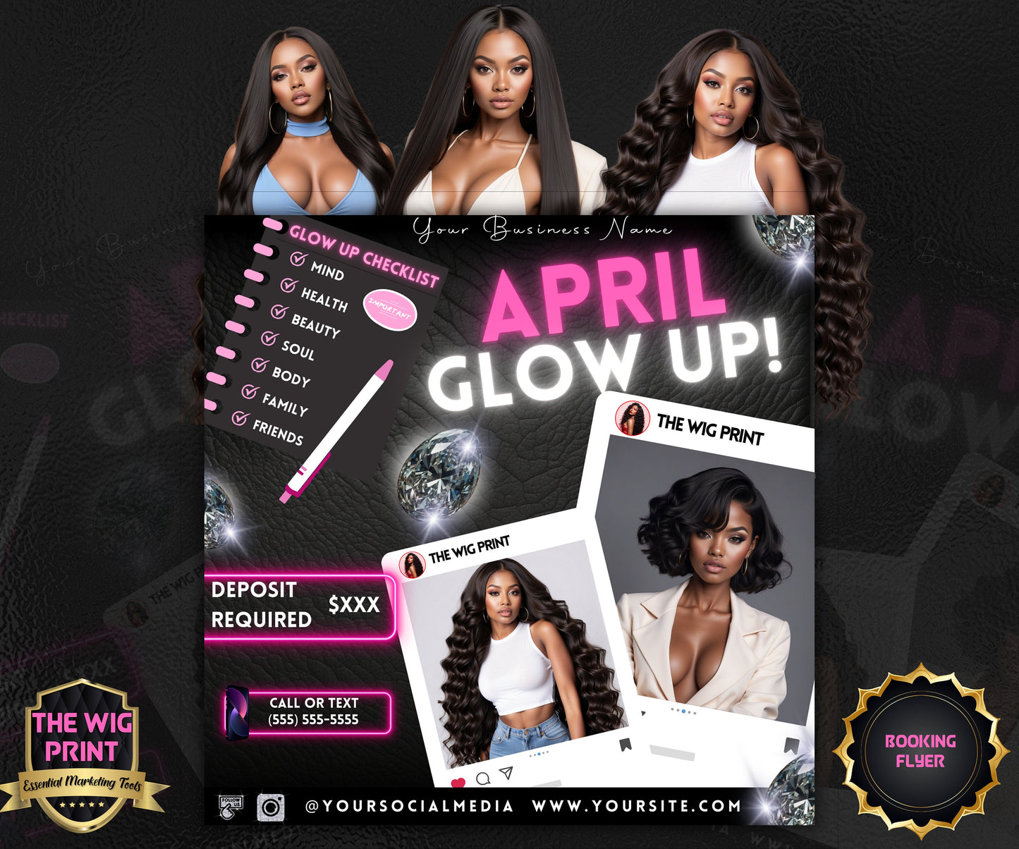 April Bookings | 1 Flyer | DIY | CANVA |Hair + Beauty | Social Media Flyer