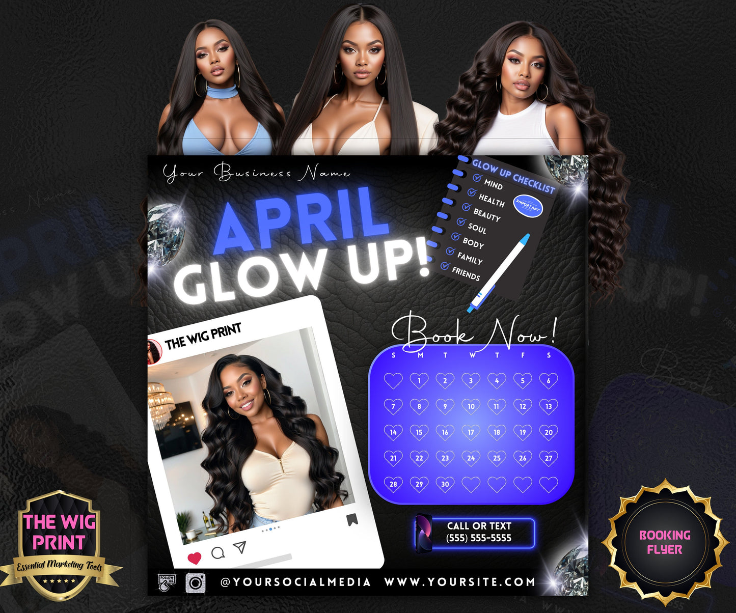 April Bookings | 1 Flyer | DIY | CANVA |Hair + Beauty | Social Media Flyer