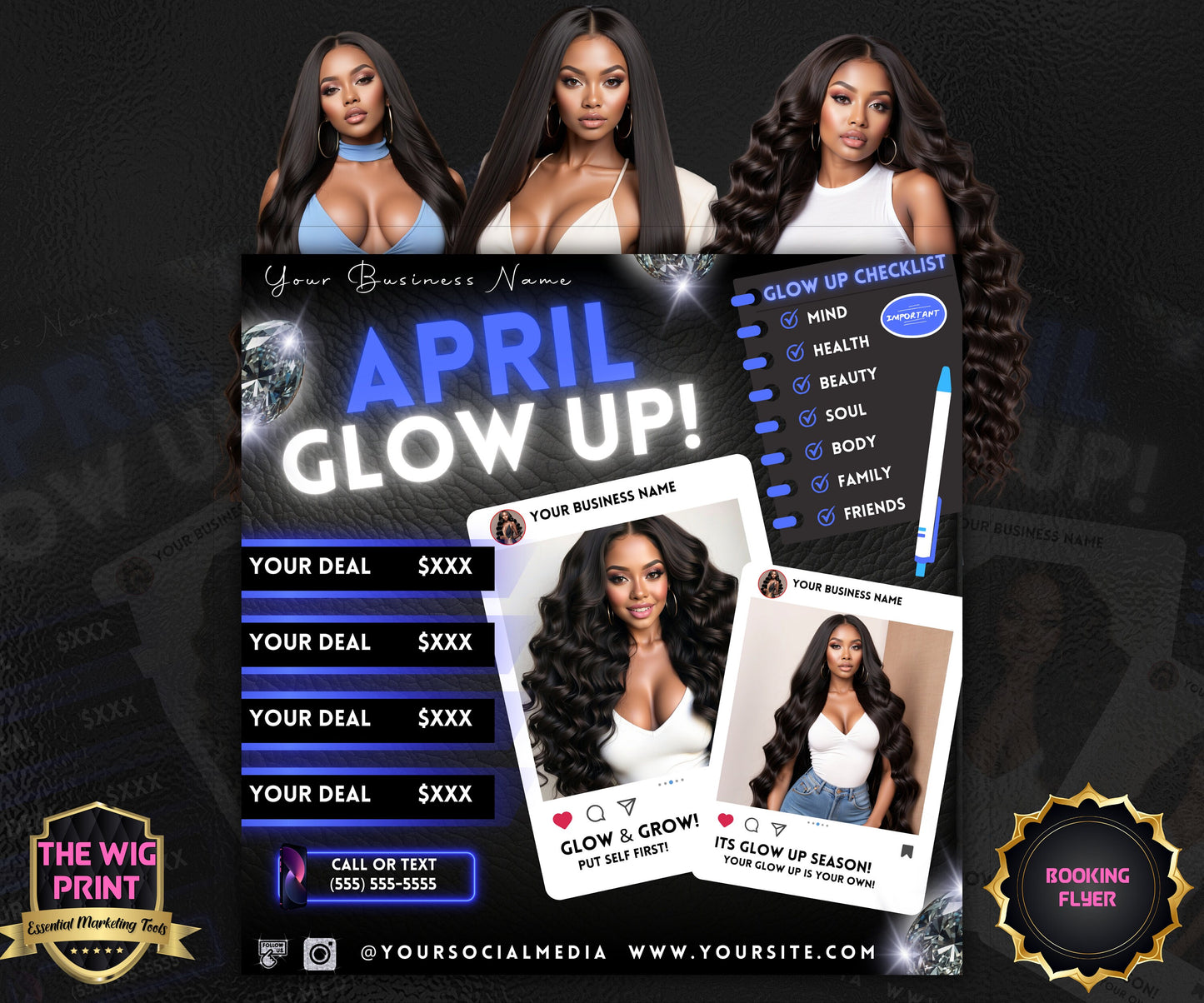 April Bookings | 1 Flyer | DIY | CANVA |Hair + Beauty | Social Media Flyer