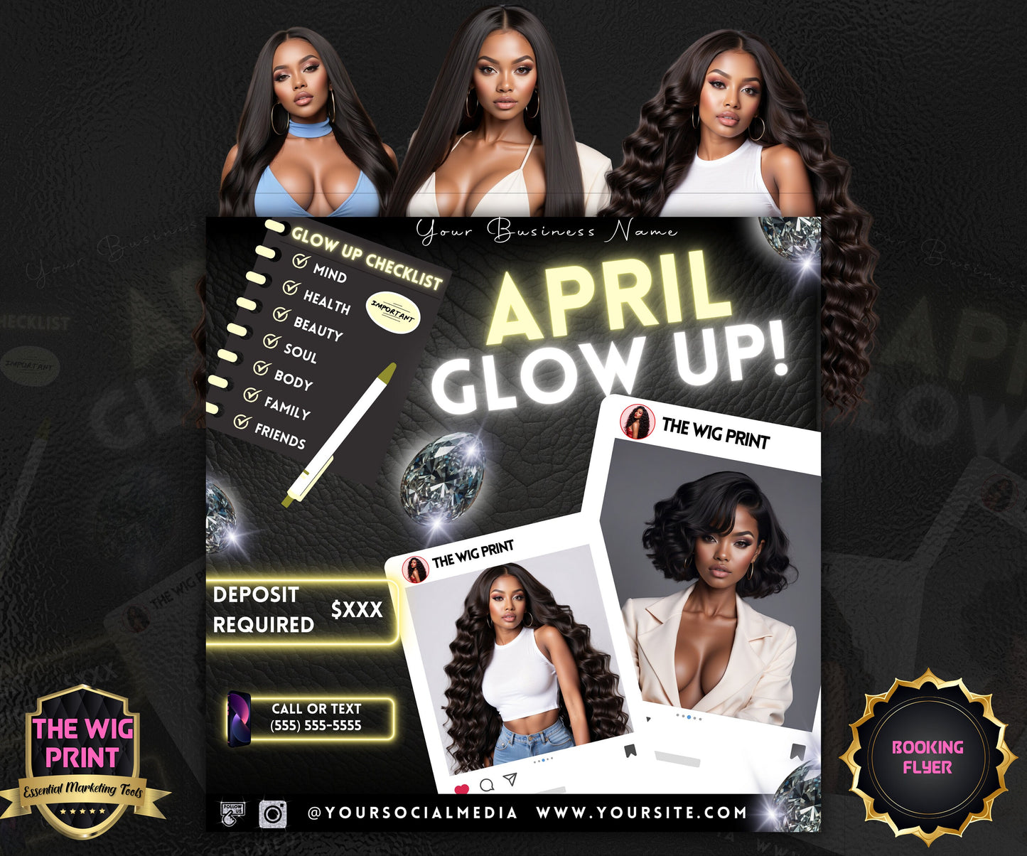 April Bookings | 1 Flyer | DIY | CANVA |Hair + Beauty | Social Media Flyer