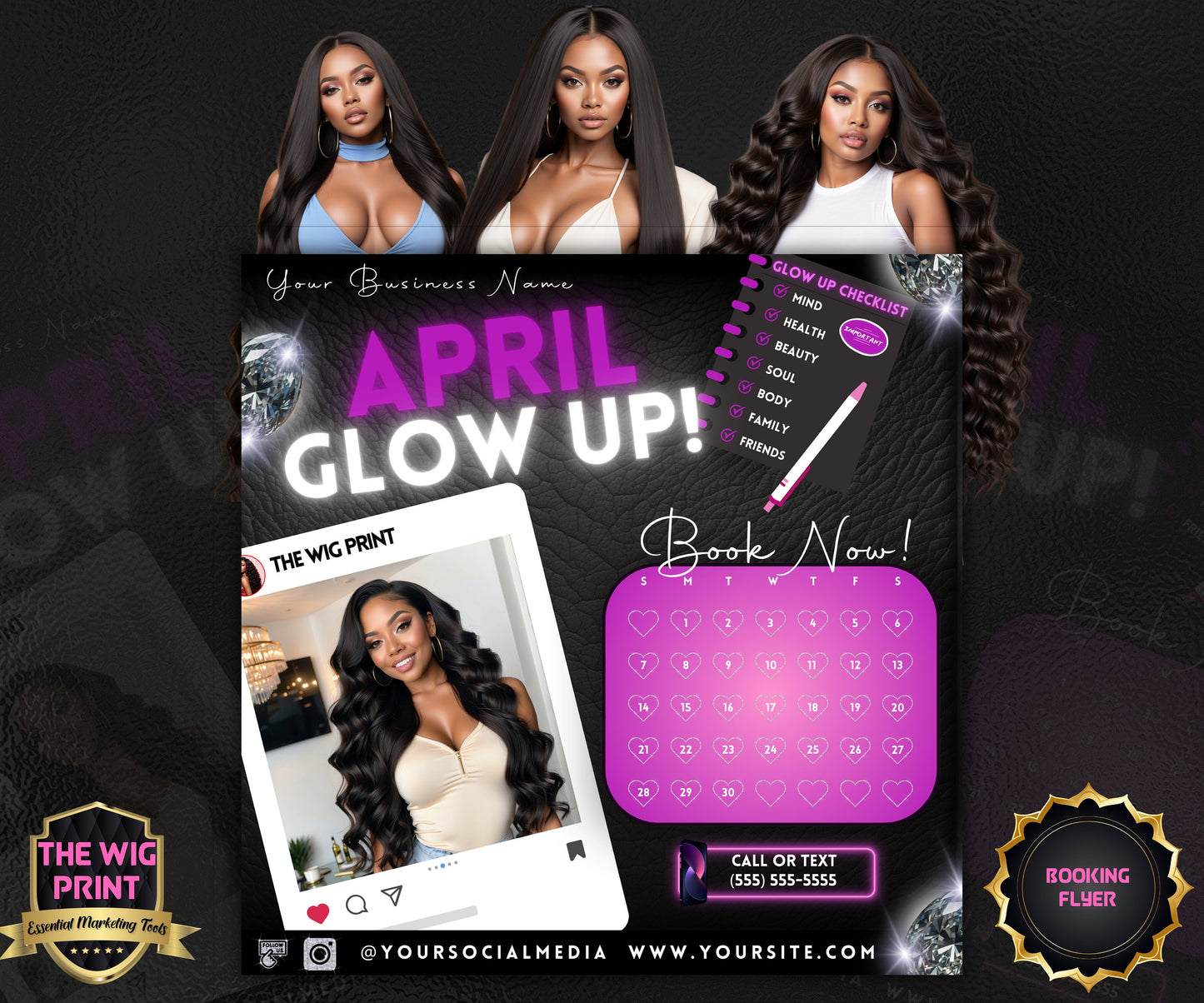 April Bookings | 1 Flyer | DIY | CANVA |Hair + Beauty | Social Media Flyer