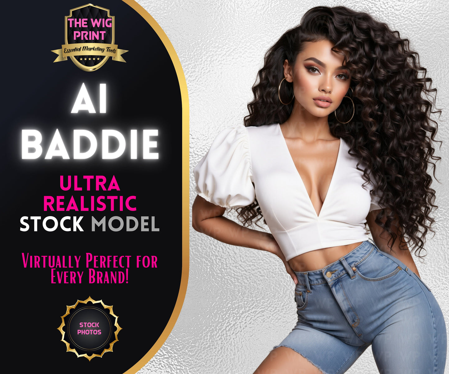 Ai Baddie Luxury Hair | Stock Model | Denim(Ai Generated)