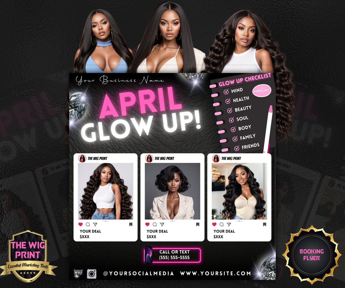 April Bookings | 1 Flyer | DIY | CANVA |Hair + Beauty | Social Media Flyer