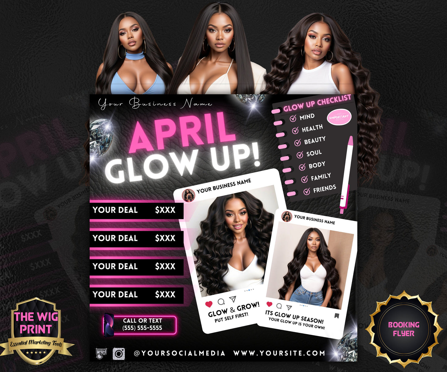 April Bookings | 1 Flyer | DIY | CANVA |Hair + Beauty | Social Media Flyer