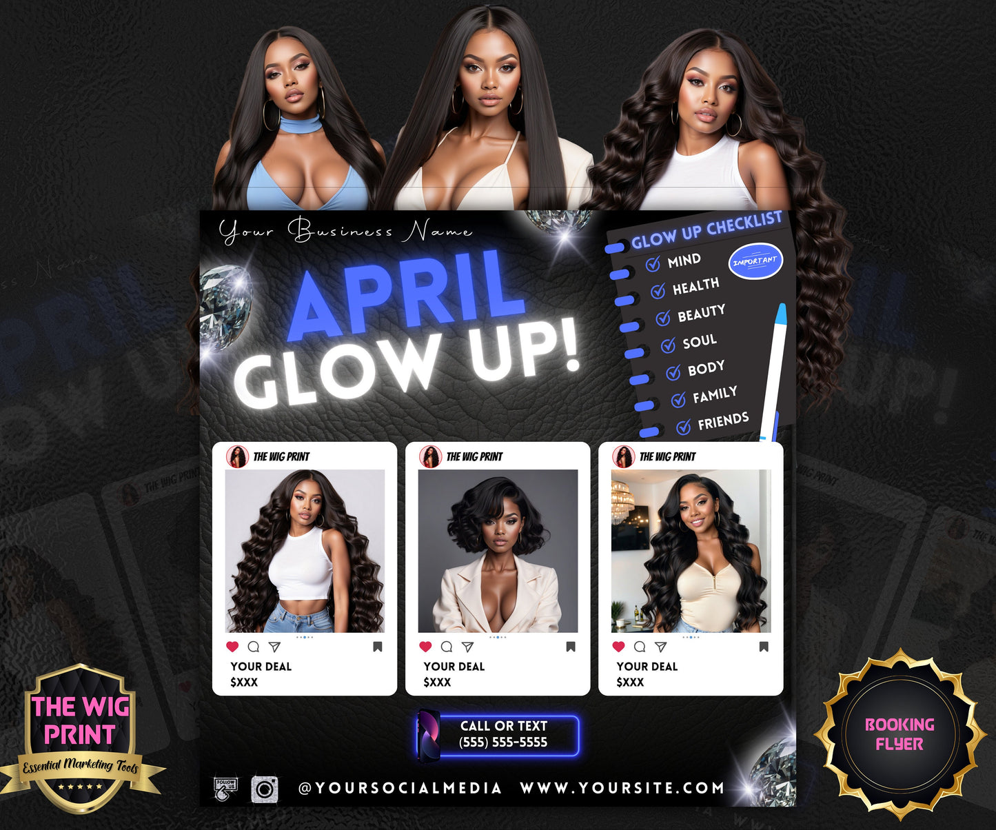 April Bookings | 1 Flyer | DIY | CANVA |Hair + Beauty | Social Media Flyer