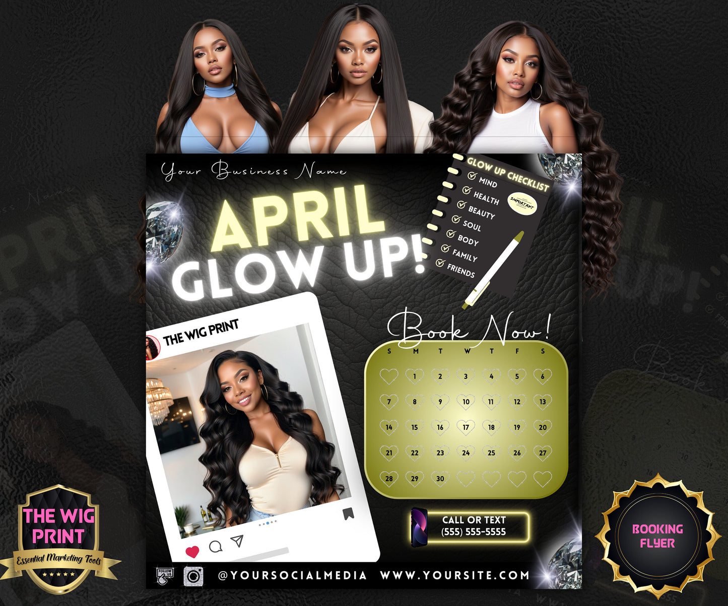 April Bookings | 1 Flyer | DIY | CANVA |Hair + Beauty | Social Media Flyer