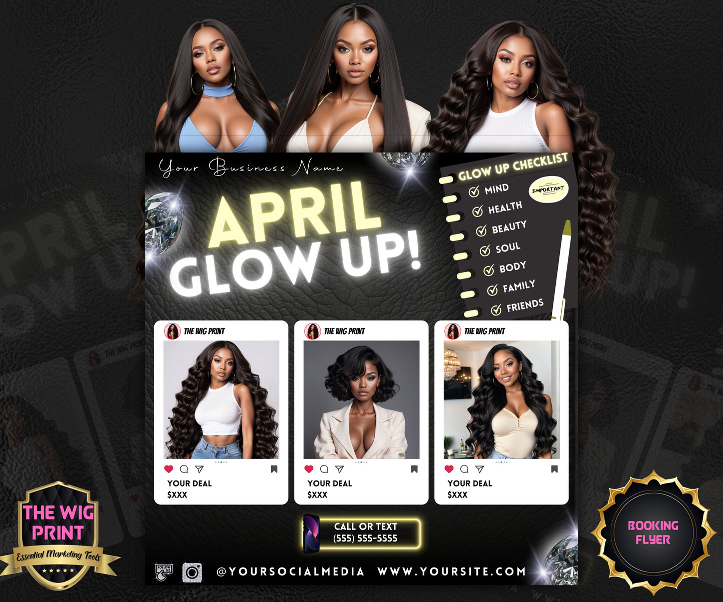 April Bookings | 1 Flyer | DIY | CANVA |Hair + Beauty | Social Media Flyer