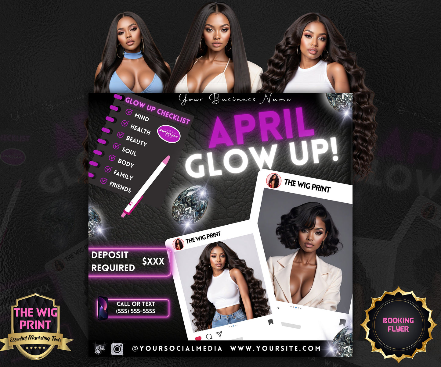 April Bookings | 1 Flyer | DIY | CANVA |Hair + Beauty | Social Media Flyer