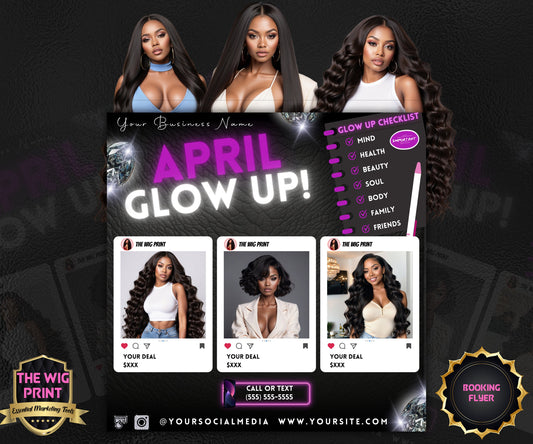 April Bookings | 1 Flyer | DIY | CANVA |Hair + Beauty | Social Media Flyer