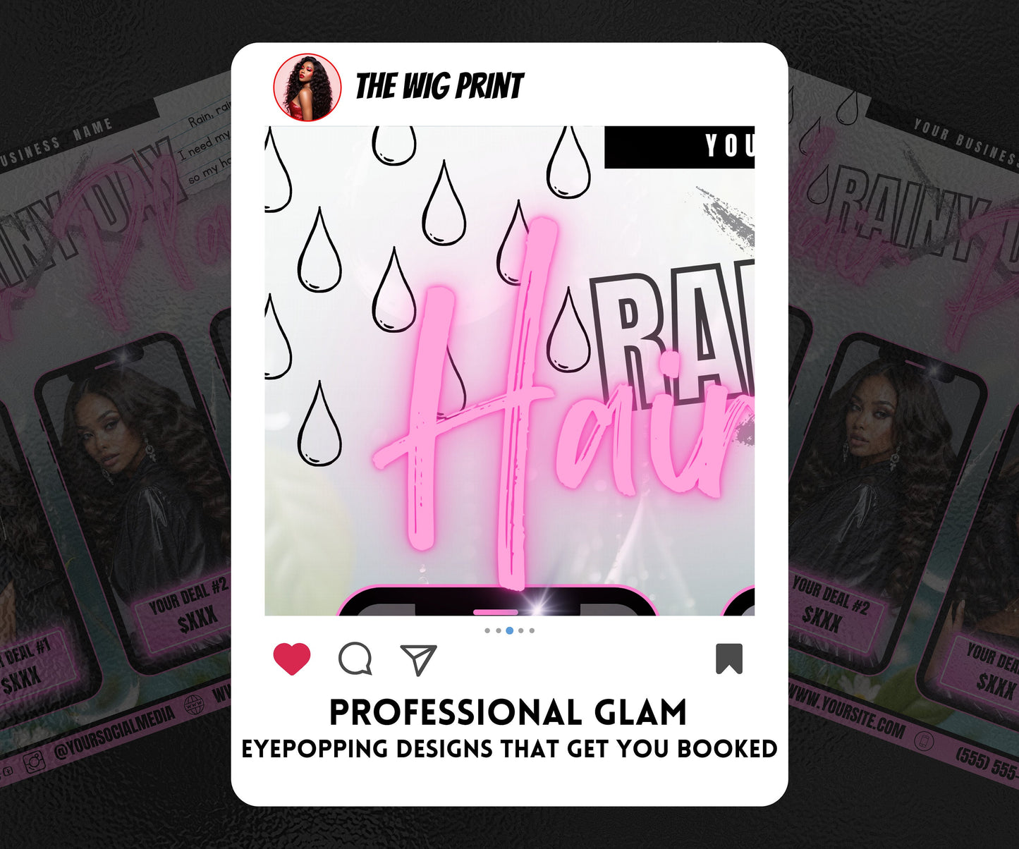 Spring Bookings | Rainy Day x Hair Play | 5 Flyers | Pink Theme | Hair + Wig, Nail, Lashes, & Makeup Industry | DIY | CANVA