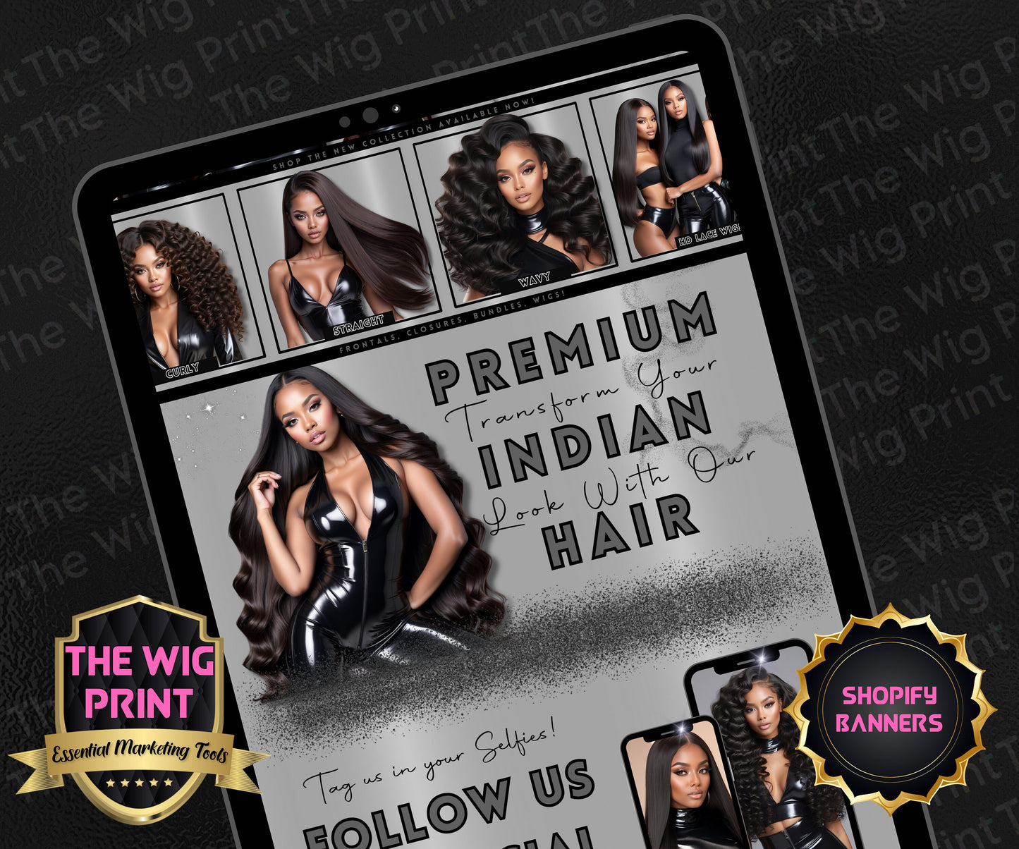 Luxury Indian Hair Website Design | Premade Shopify Website | Hair + Wig Banding Template | DIY | CANVA | Shopify Hair Theme