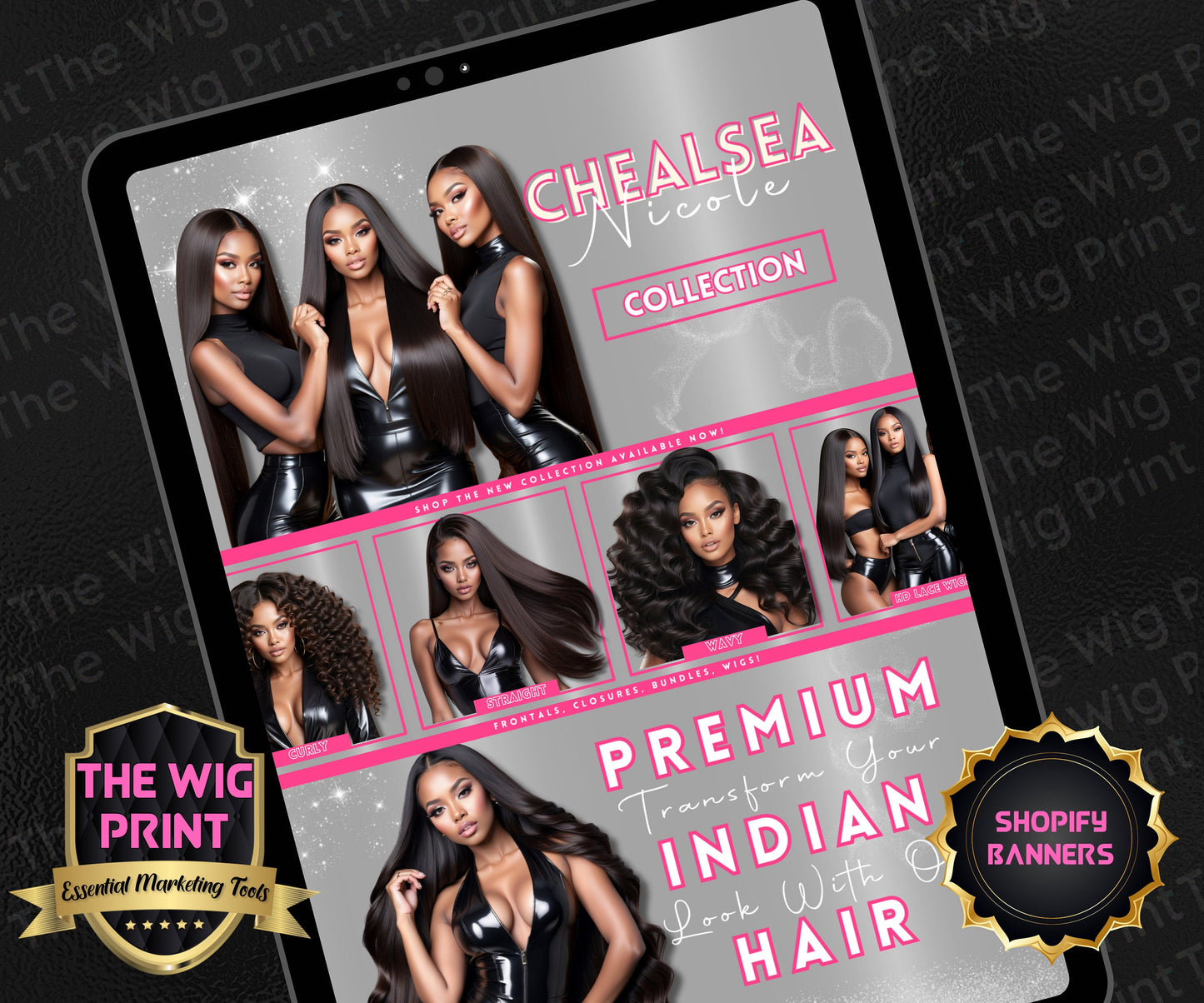 Luxury Indian Hair Website Design | Premade Shopify Website | Hair + Wig Banding Template | DIY | CANVA | Shopify Hair Theme