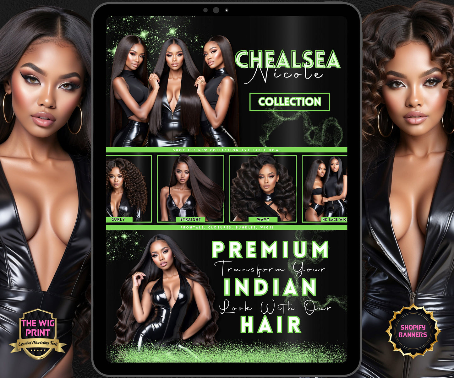 Luxury Indian Hair Website Design | Premade Shopify Website | Hair + Wig Banding Template | DIY | CANVA | Shopify Hair Theme