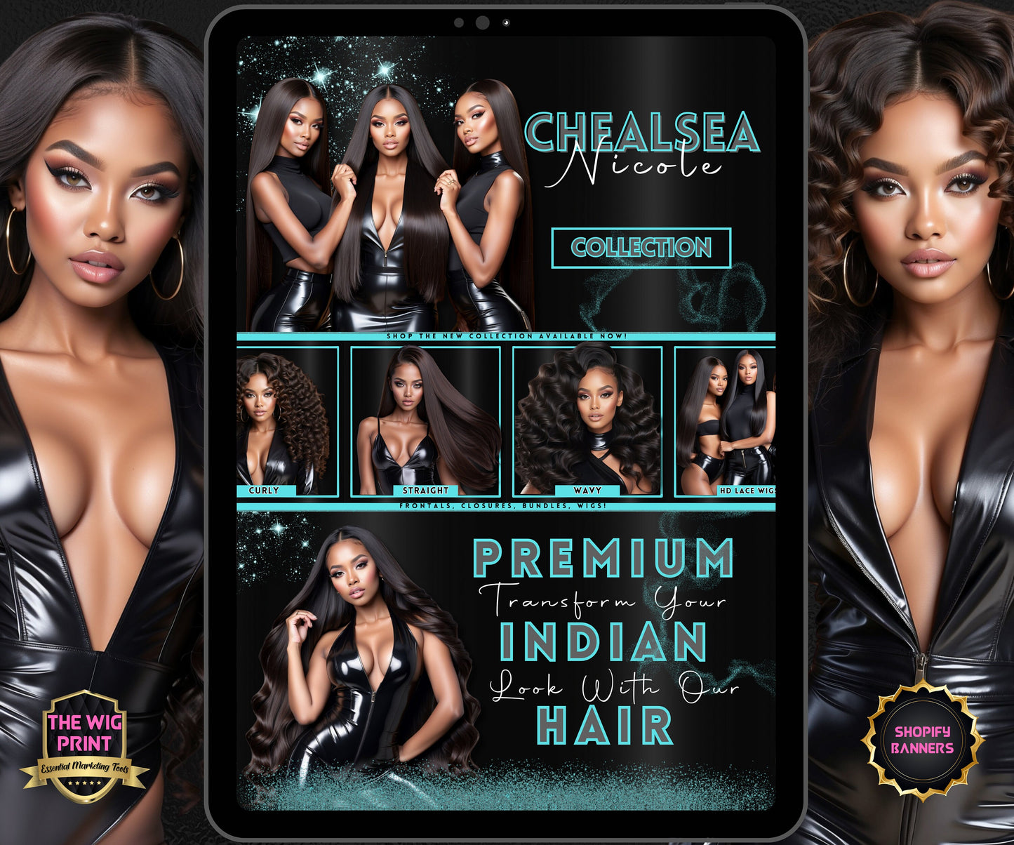 Luxury Indian Hair Website Design | Premade Shopify Website | Hair + Wig Banding Template | DIY | CANVA | Shopify Hair Theme