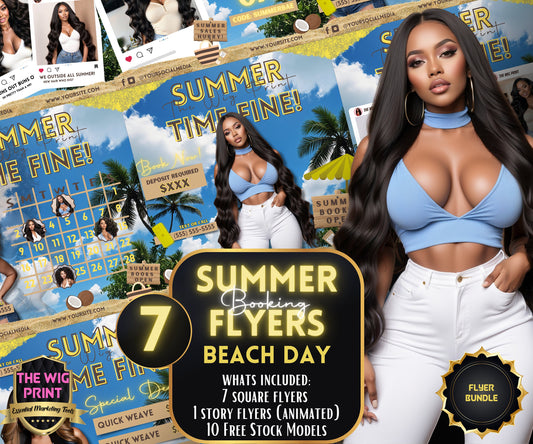 Summer Hair Bookings | 7 Booking Flyer | Yellow Theme | DIY | CANVA | Summer Break | Summer Special | Summer Appointments | June July August