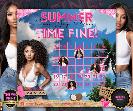 Summer Hair Books Open | 1 Booking Flyer | Pink Theme | DIY | CANVA | Summer Break | Summer Special | Summer Appointments | June July August