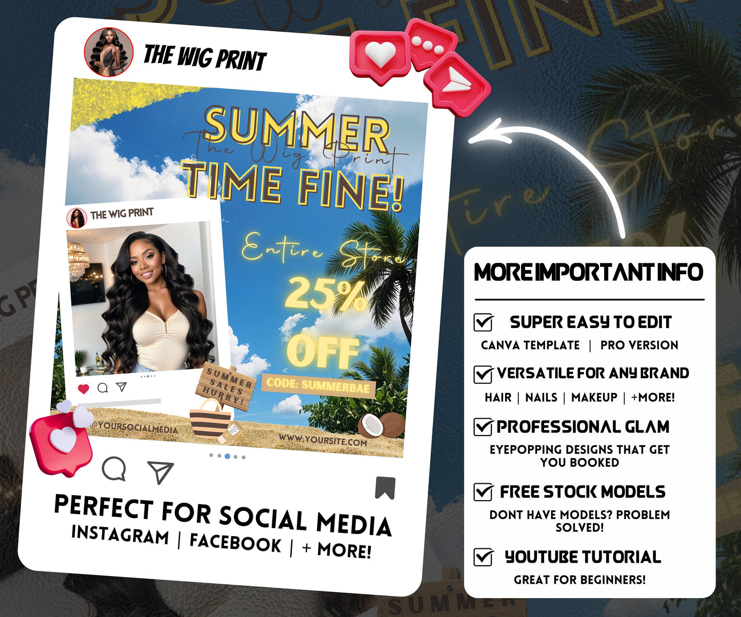 Summer Hair Sale | 1 Booking Flyer | Yellow Theme | DIY | CANVA | Summer Break | Summer Special | Summer Appointments | June July August