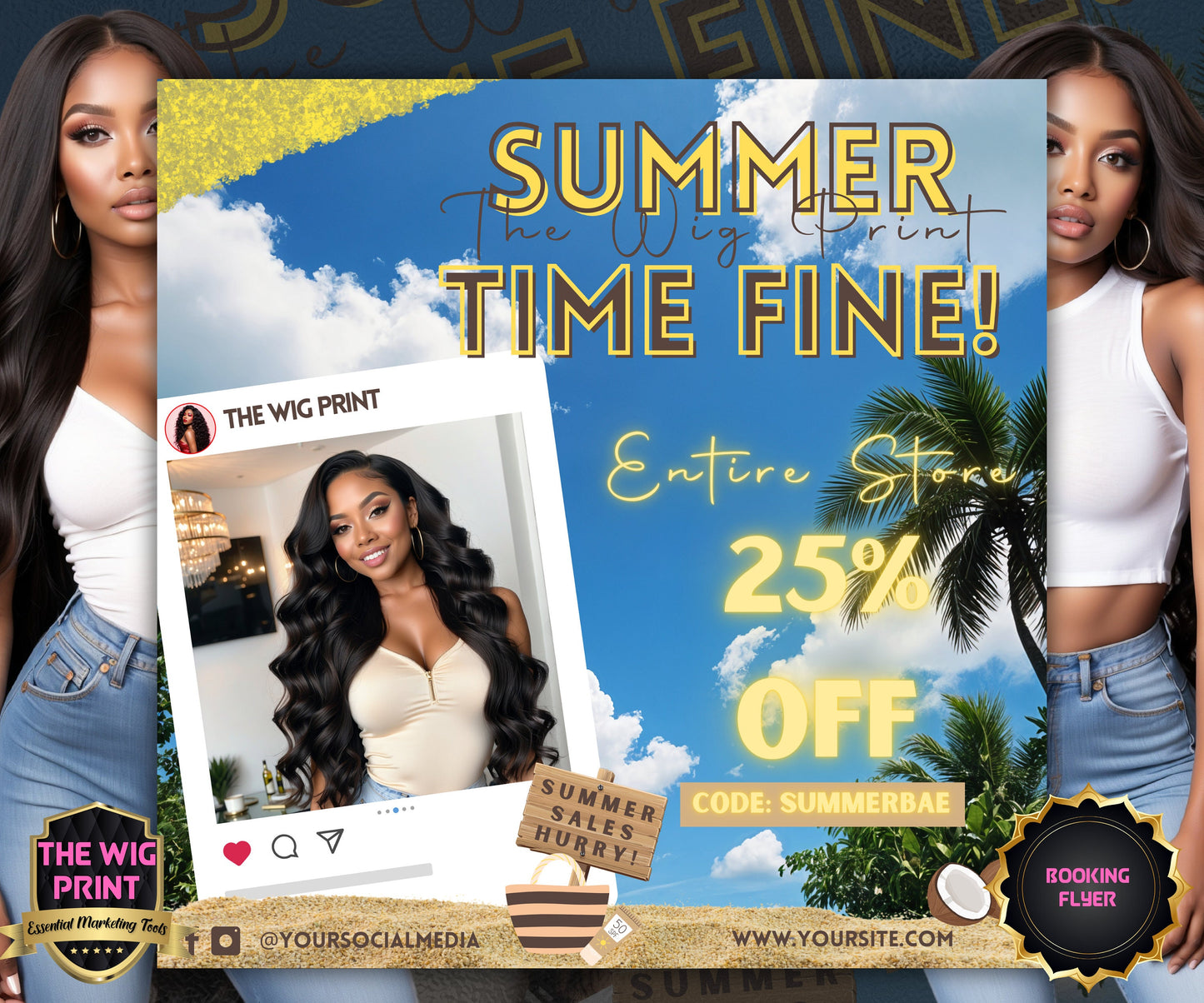 Summer Hair Sale | 1 Booking Flyer | Yellow Theme | DIY | CANVA | Summer Break | Summer Special | Summer Appointments | June July August