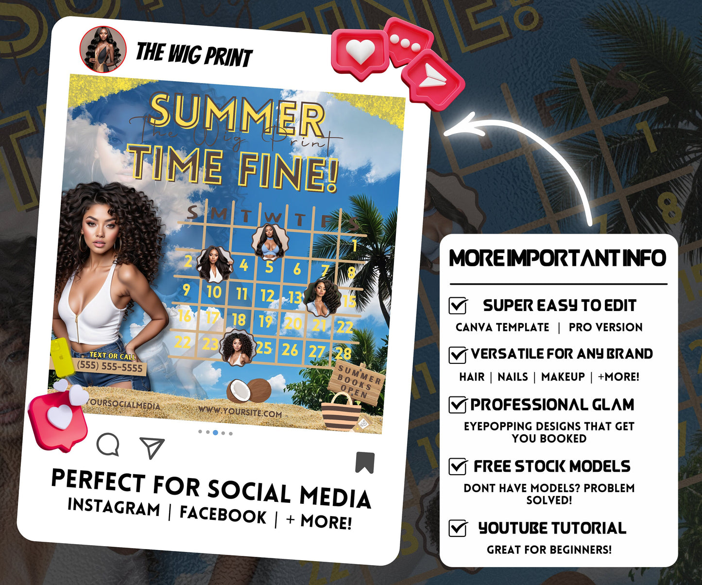 Summer Hair Books Open | 1 Booking Flyer | Yellow | DIY | CANVA | Summer Break | Summer Special | Summer Appointments | June July August