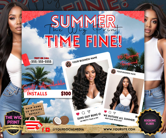 Summer Hair Books Open | 1 Booking Flyer | Red Theme | DIY | CANVA | Summer Break | Summer Special | Summer Appointments | June July August