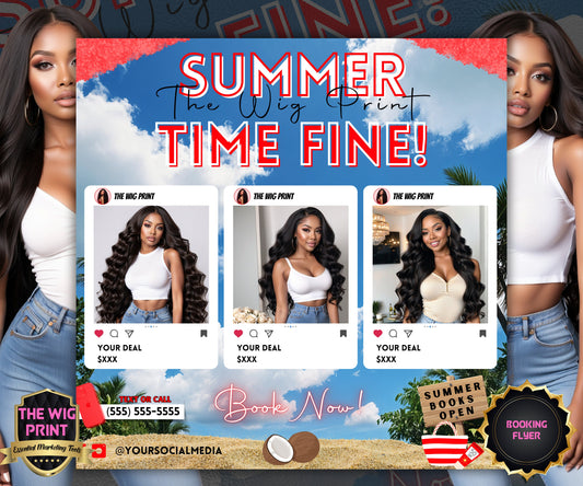 Summer Hair Sale | 1 Booking Flyer | Red Theme | DIY | CANVA | Summer Break | Summer Special | Summer Appointments | June July August