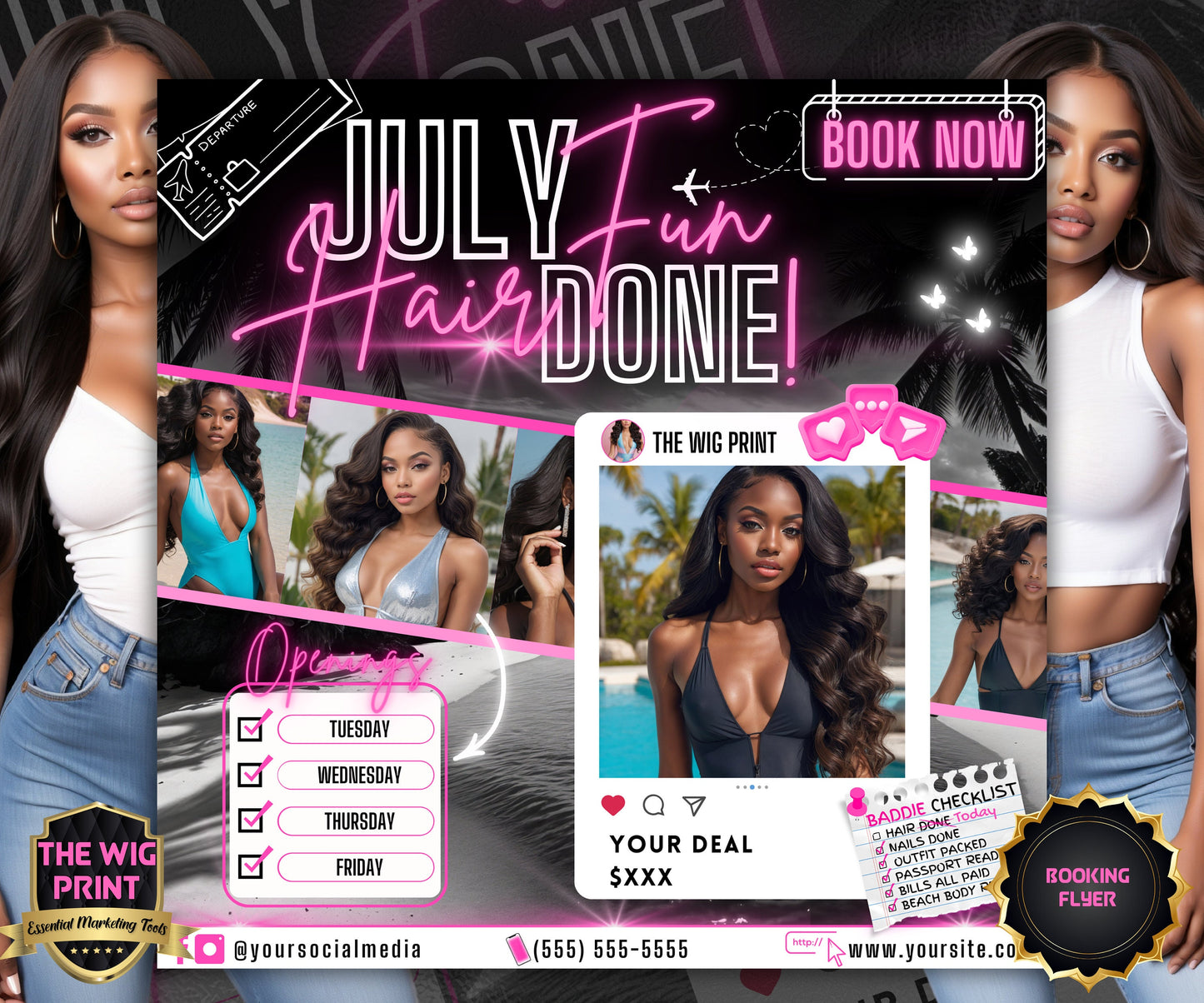 July Fun Hair Done | July Deals | DIY | CANVA | Summer Break | July Special | July Appointments | July Flyer | July Bookings