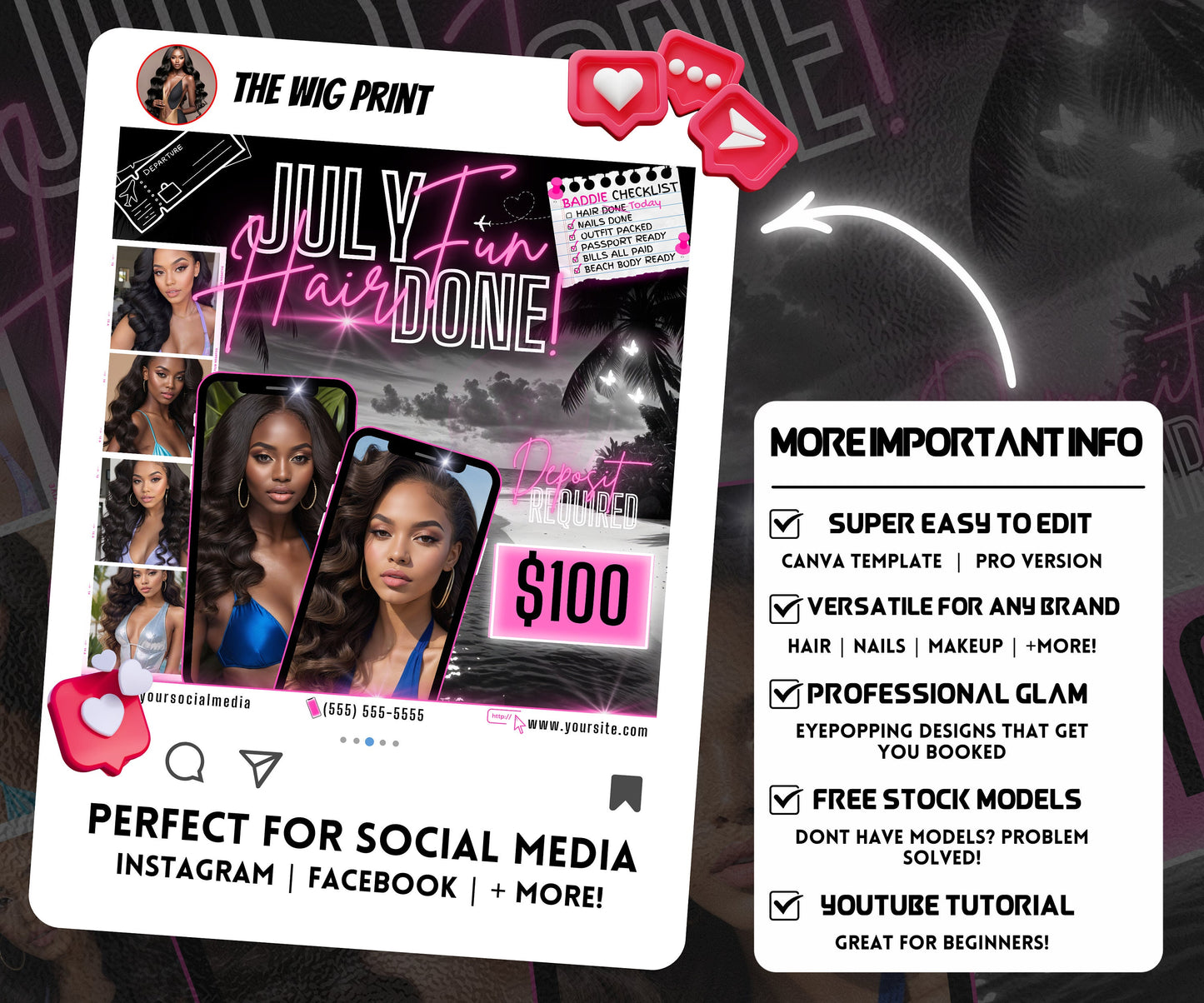 July Fun Hair Done | July Deals | DIY | CANVA | Summer Break | July Special | July Appointments | July Flyer | July Bookings