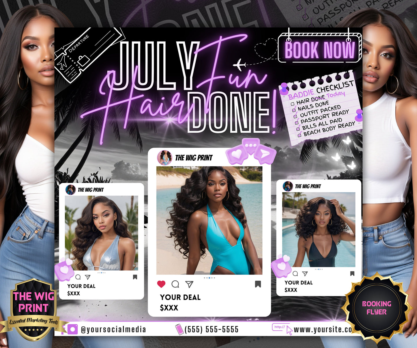 July Fun Hair Done | July Deals | DIY | CANVA | Summer Break | July Special | July Appointments | July Flyer | July Bookings