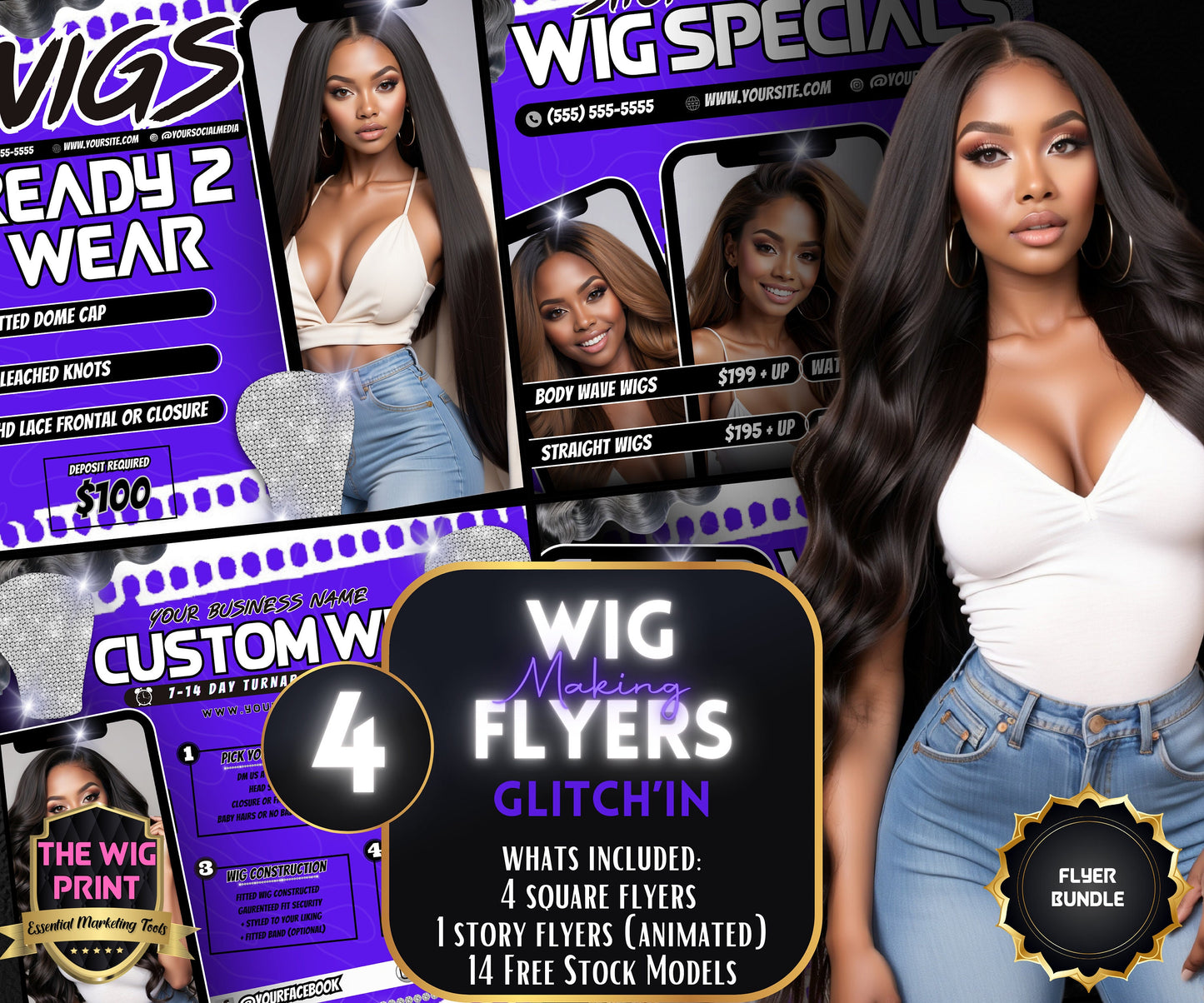 Wig Specials | Wig Booking Flyers | DIY | CANVA | Wig Flyers | Wig Deals | Wig Appointments | Wigs on Hand | Ready 2 Ship Wig | Ready 2 Wear