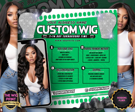 Custom Wig Flyer | Wig Specials | Wig Booking Flyers | DIY | CANVA | Wig Flyers | Wig Deals | Wig Appointments | Wigs on Hand