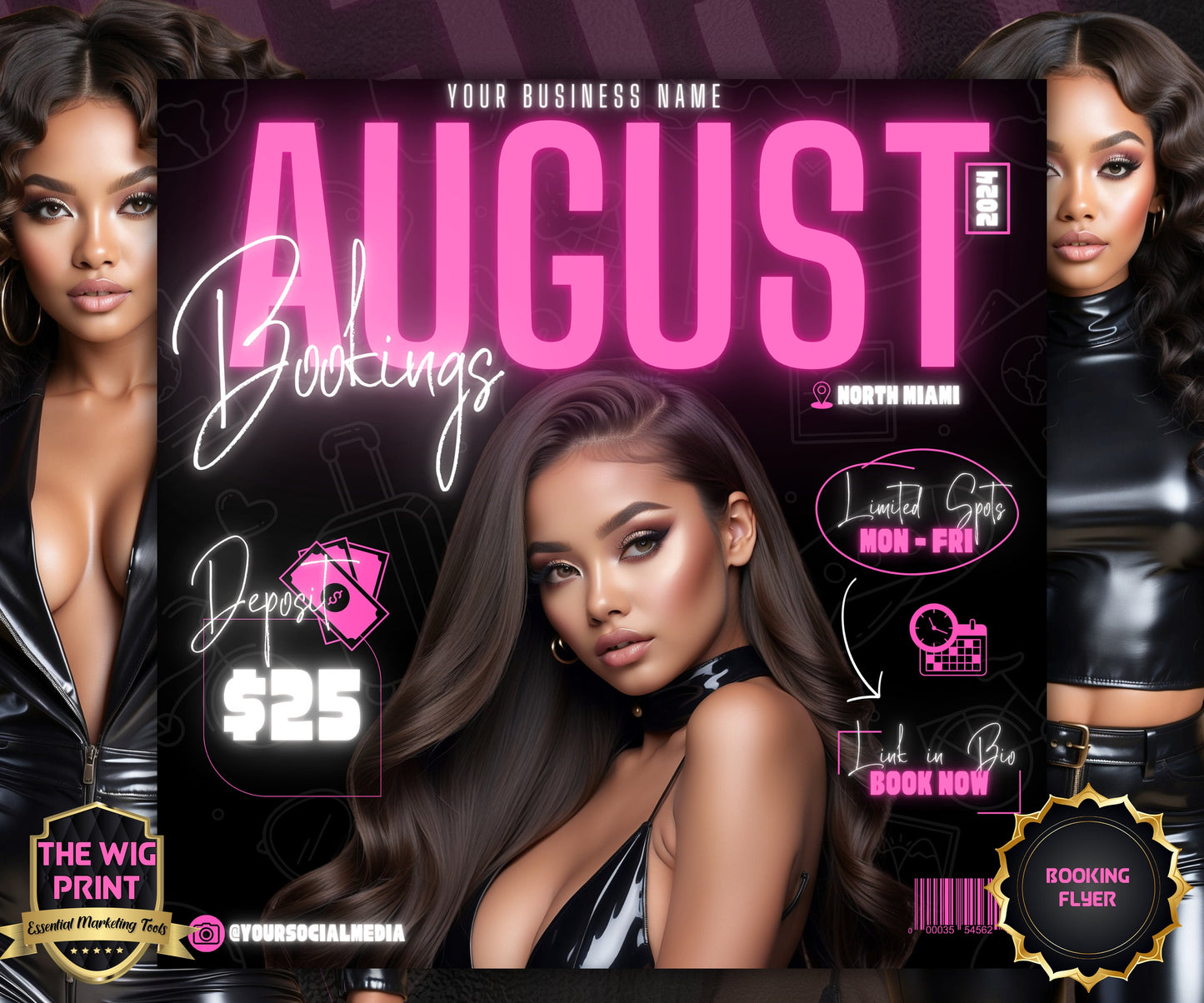 August Books Open | August Booking Flyer | Pink Theme | DIY | CANVA | Summer Break | August Special | August Appointments | June July August