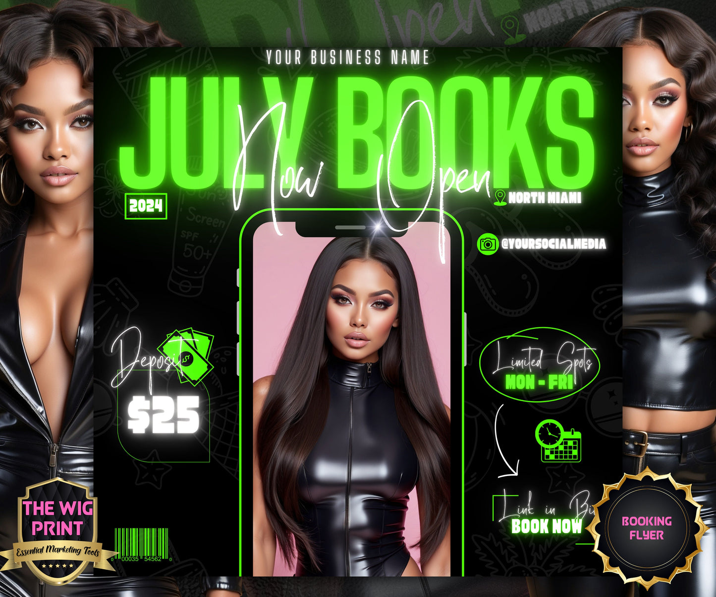 July Books Open | July Booking Flyer | Pink Theme | DIY | CANVA | Summer Break | July Special | July Appointments | June July August