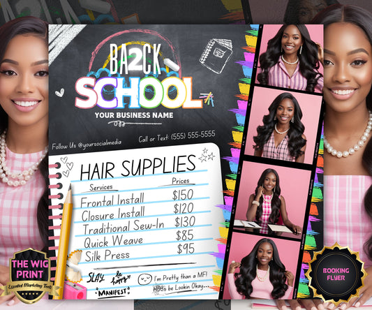 Back 2 School Flyer | Back to School Books Open | Back to School Bookings | Back to School Season | Back 2 school Appointments | DIY | CANVA