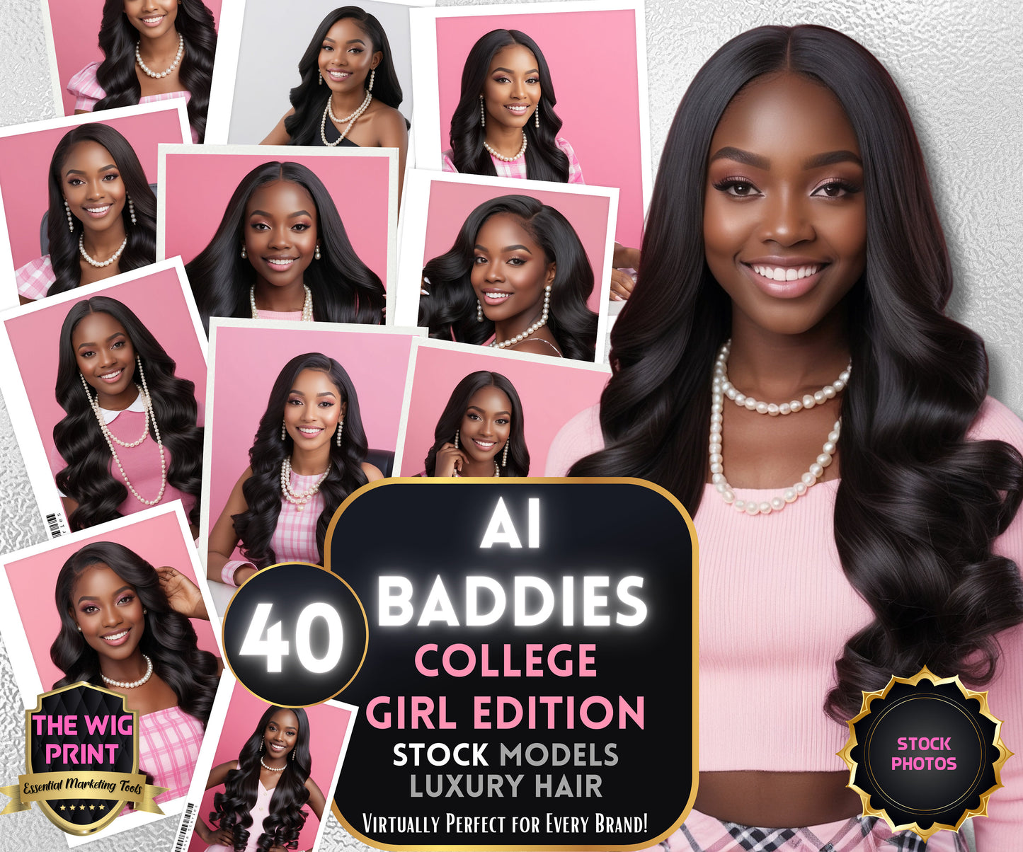 Ai Baddies Luxury Hair | 40 Models | Back 2 School Edition | UHD Hair Photography | Model Stock Photos(Ai Generated)