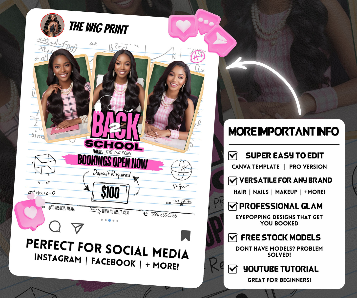 Back 2 School Flyer | Back to School Books Open | Back to School Bookings | Back to School Season | Back 2 school Appointments | DIY | CANVA