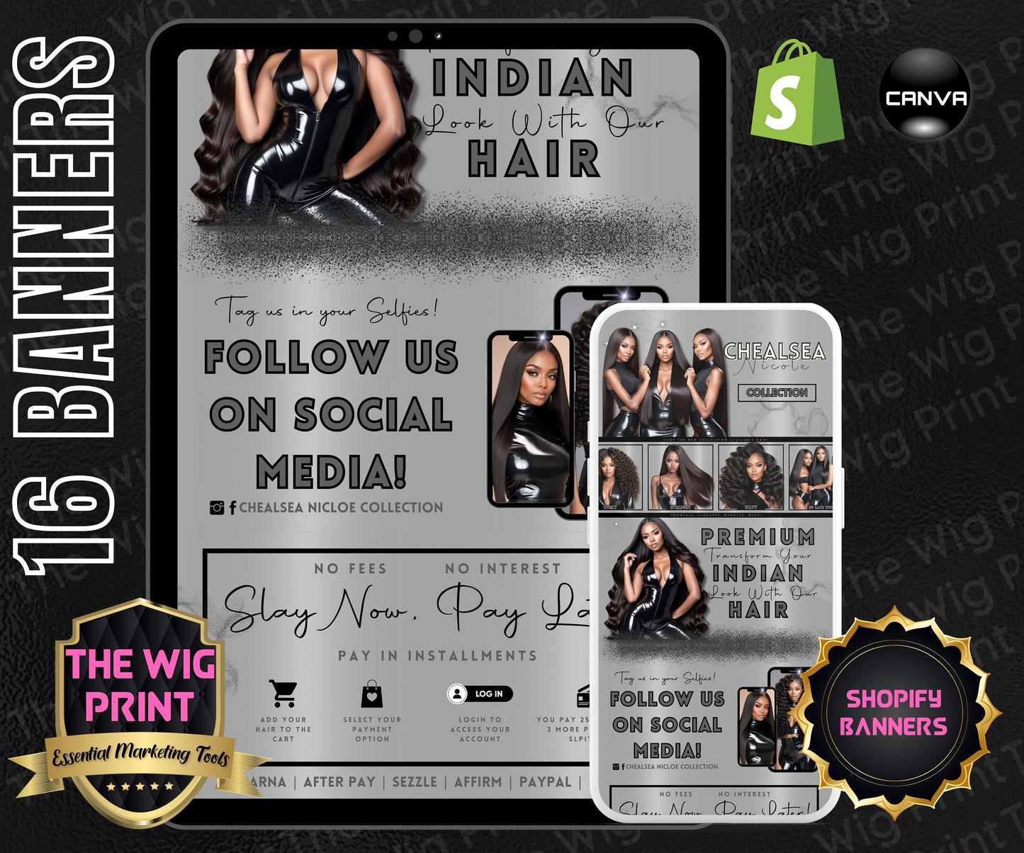 Luxury Indian Hair Website Design | Premade Shopify Website | Hair + Wig Banding Template | DIY | CANVA | Shopify Hair Theme