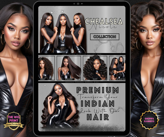 Luxury Indian Hair Website Design | Premade Shopify Website | Hair + Wig Banding Template | DIY | CANVA | Shopify Hair Theme