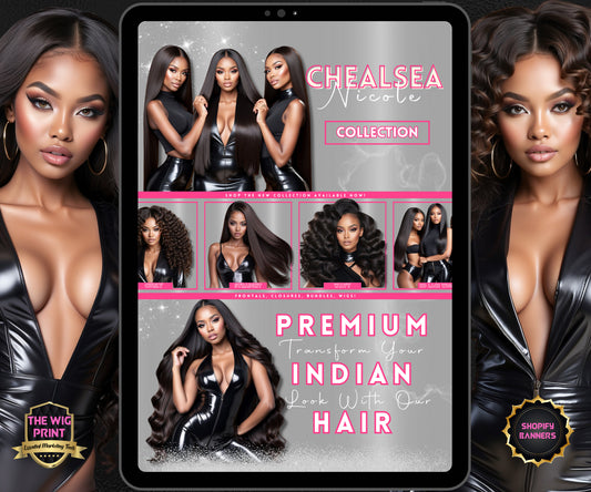 Luxury Indian Hair Website Design | Premade Shopify Website | Hair + Wig Banding Template | DIY | CANVA | Shopify Hair Theme