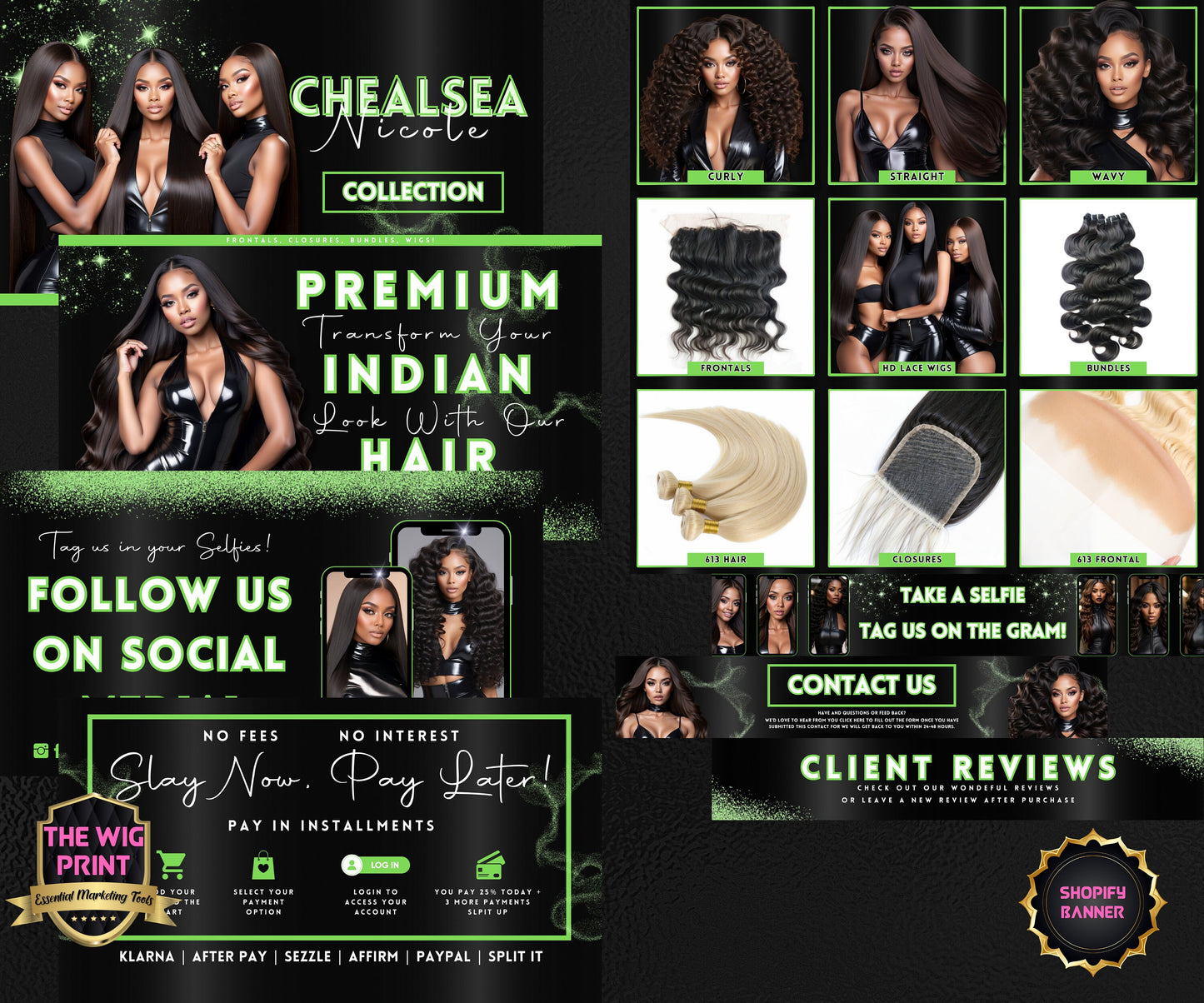 Luxury Indian Hair Website Design | Premade Shopify Website | Hair + Wig Banding Template | DIY | CANVA | Shopify Hair Theme